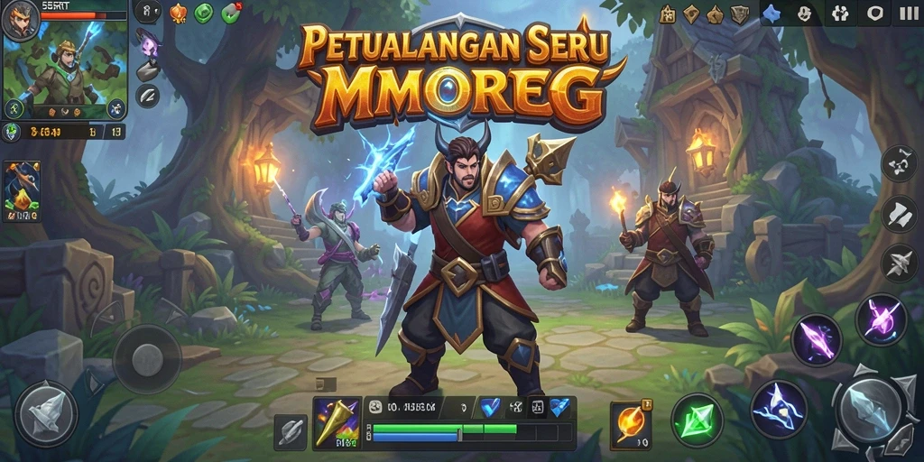 Tangkapan layar permainan 55RT yang menampilkan pertarungan epik MMORPG.