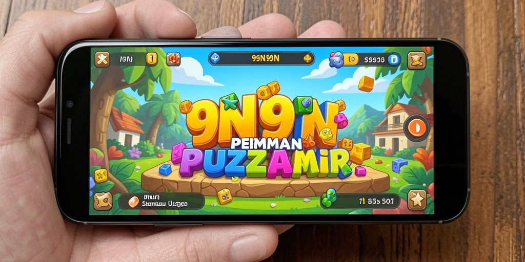 Tampilan gameplay 9N9N yang menantang dan berwarna-warni.