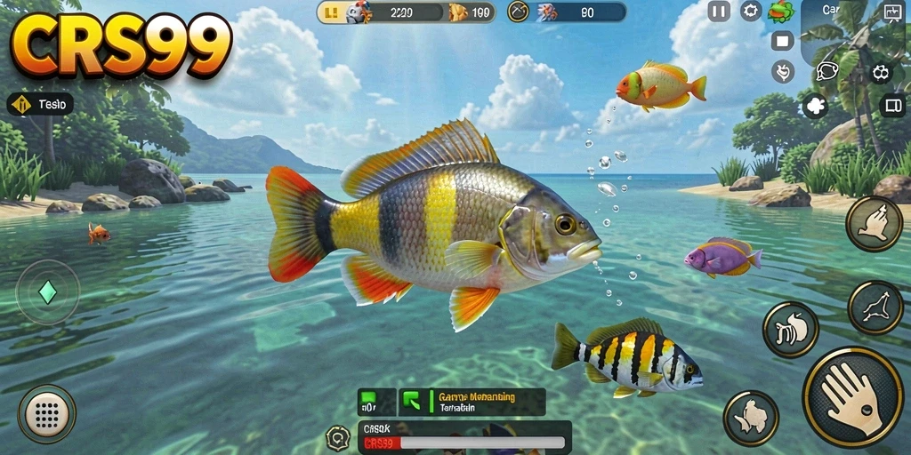 Menangkap ikan di danau yang indah dalam CRS99.