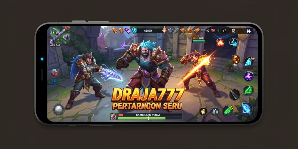Tampilan menarik dari gameplay seru DRAJA777 di medan pertempuran MOBA.