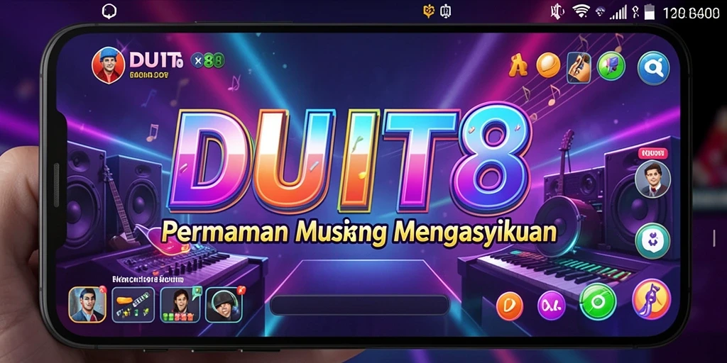 Tampilan gameplay DUIT8 yang menampilkan keseruan bermain musik.