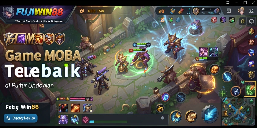 Screenshot gameplay FUJIWIN88 dengan aksi seru di arena MOBA.