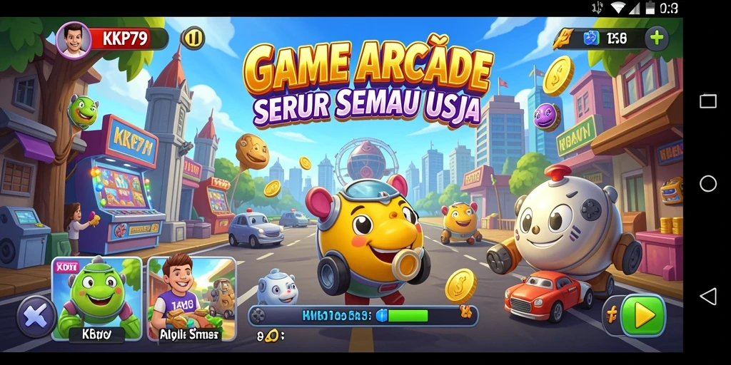 Tangkapan layar KPK79 menampilkan aksi gameplay Arcade yang dinamis dan penuh warna.