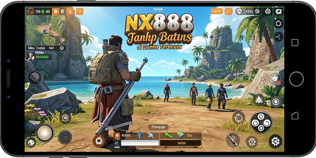 Tampilan grafis memukau dalam gameplay NX888 dunia terbuka.