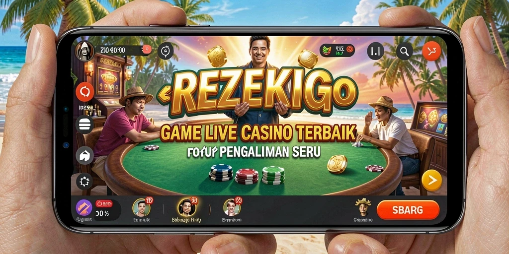 Tampilan gameplay REZEKIGO dengan dealer langsung dan interaksi pemain.