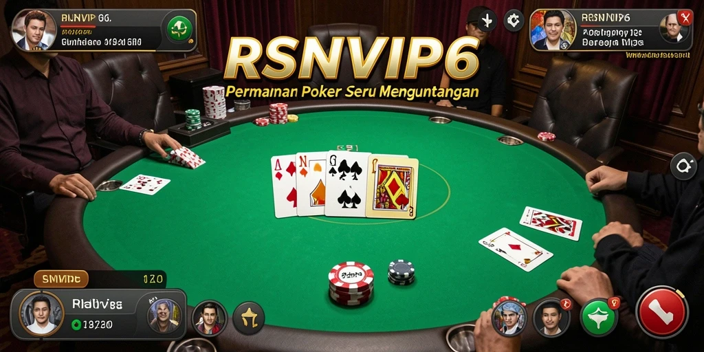 Screenshot utama RSNVIP6 menampilkan gameplay Poker yang mendebarkan.