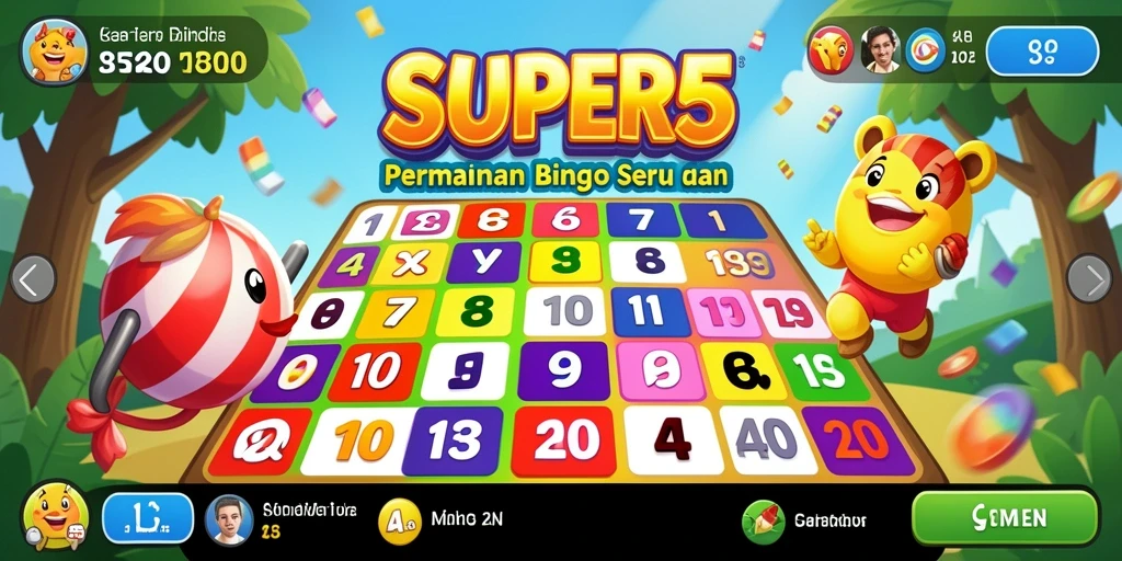 Tampilan gameplay SUPER5 yang penuh warna dan interaktif.