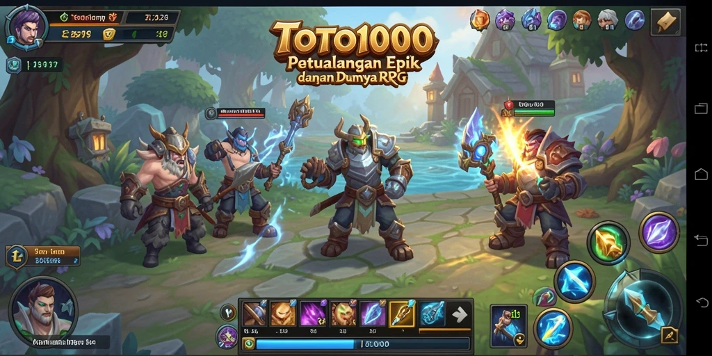 Screenshot gameplay TOTO1000 menampilkan karakter dalam petualangan RPG.
