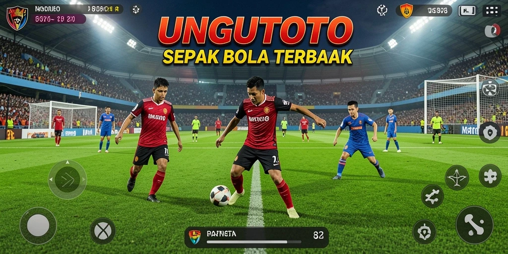 Tampilan gameplay mendebarkan dari UNGUTOTO saat mencetak gol.